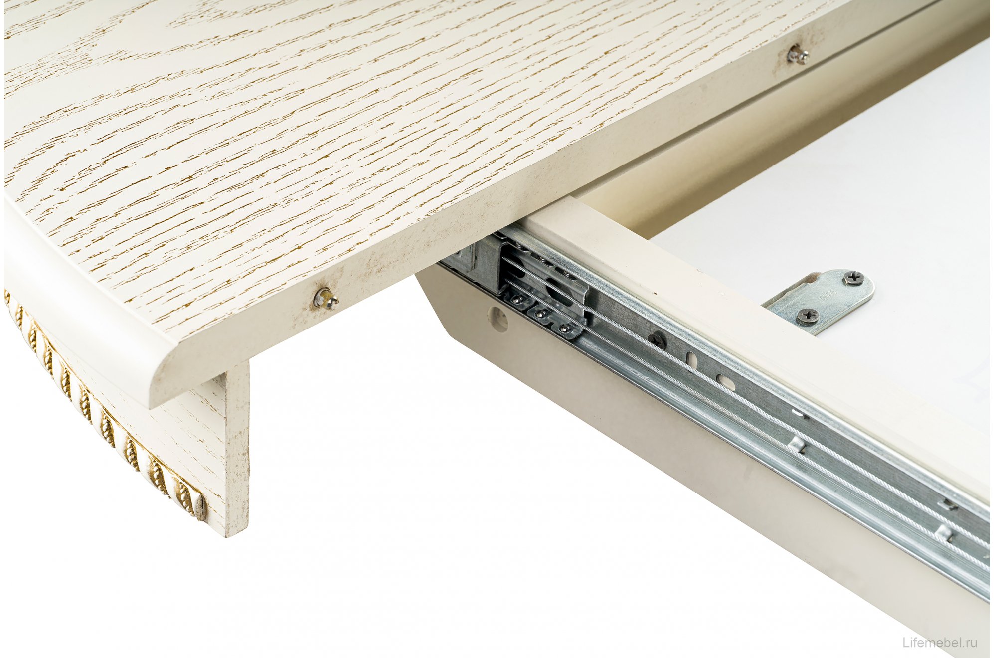 Деревянный стол Павия крем / золотая патина