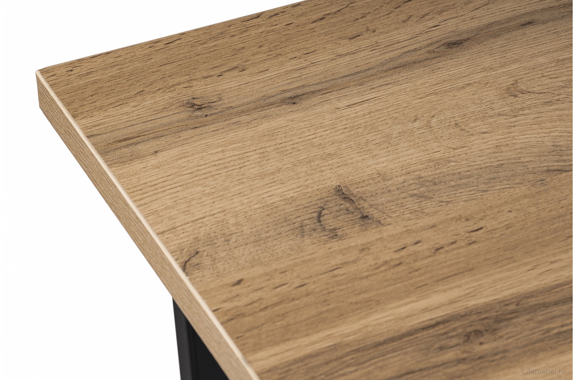 Стол Лота Лофт 140 25 мм черный матовый / дуб вотан