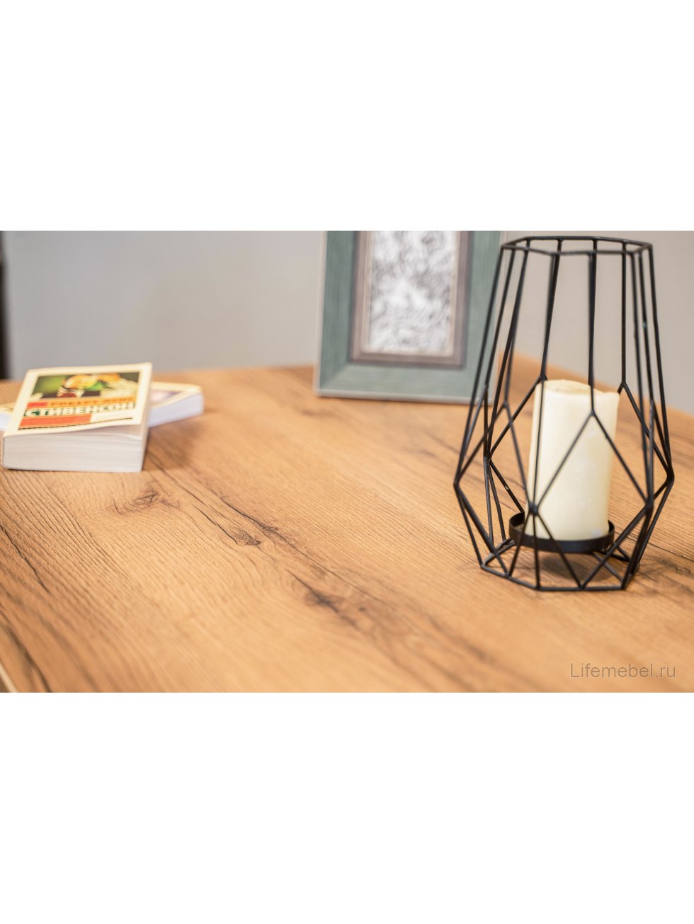 Стол Лота Лофт 140 25 мм черный матовый / дуб вотан