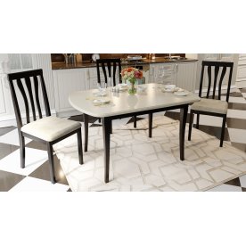 Стол обеденный Альт СМ (Б)-101.02.11(1)  на деревянных ножках орех темный / слоновая кость