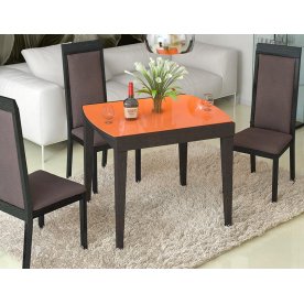Стол Танго Т1 С-361 со стеклом венге / стекло глянцевое оранжевое