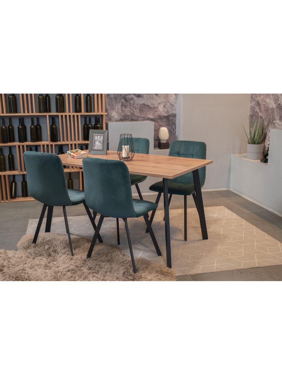 Стол Тринити Лофт 120 25 мм черный матовый / дуб делано темный