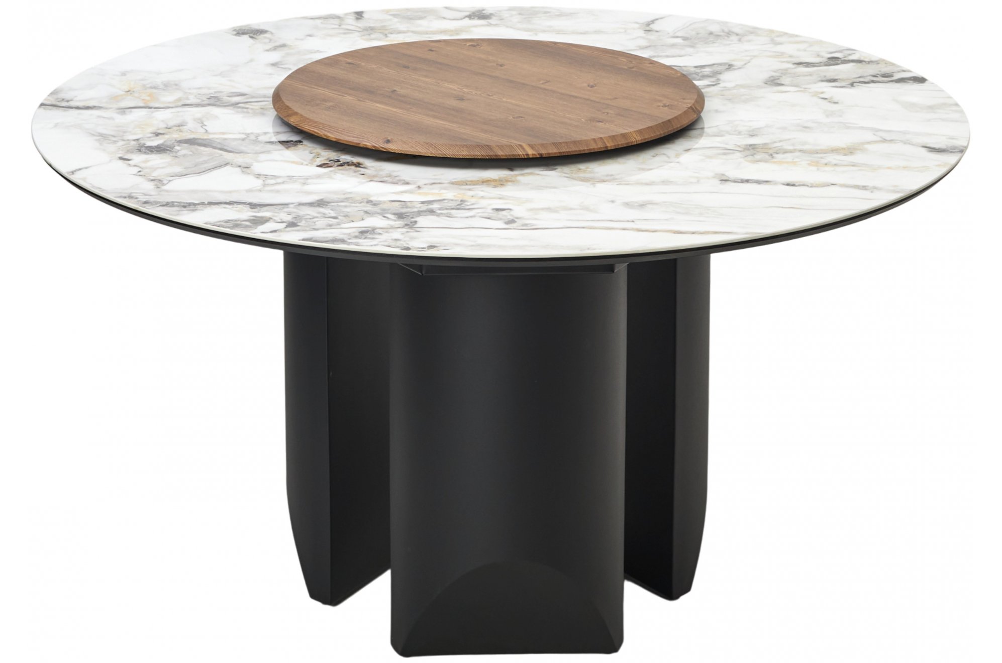 Керамический стол Колизей d140 arctic ocean белый мрамор керамика / черный