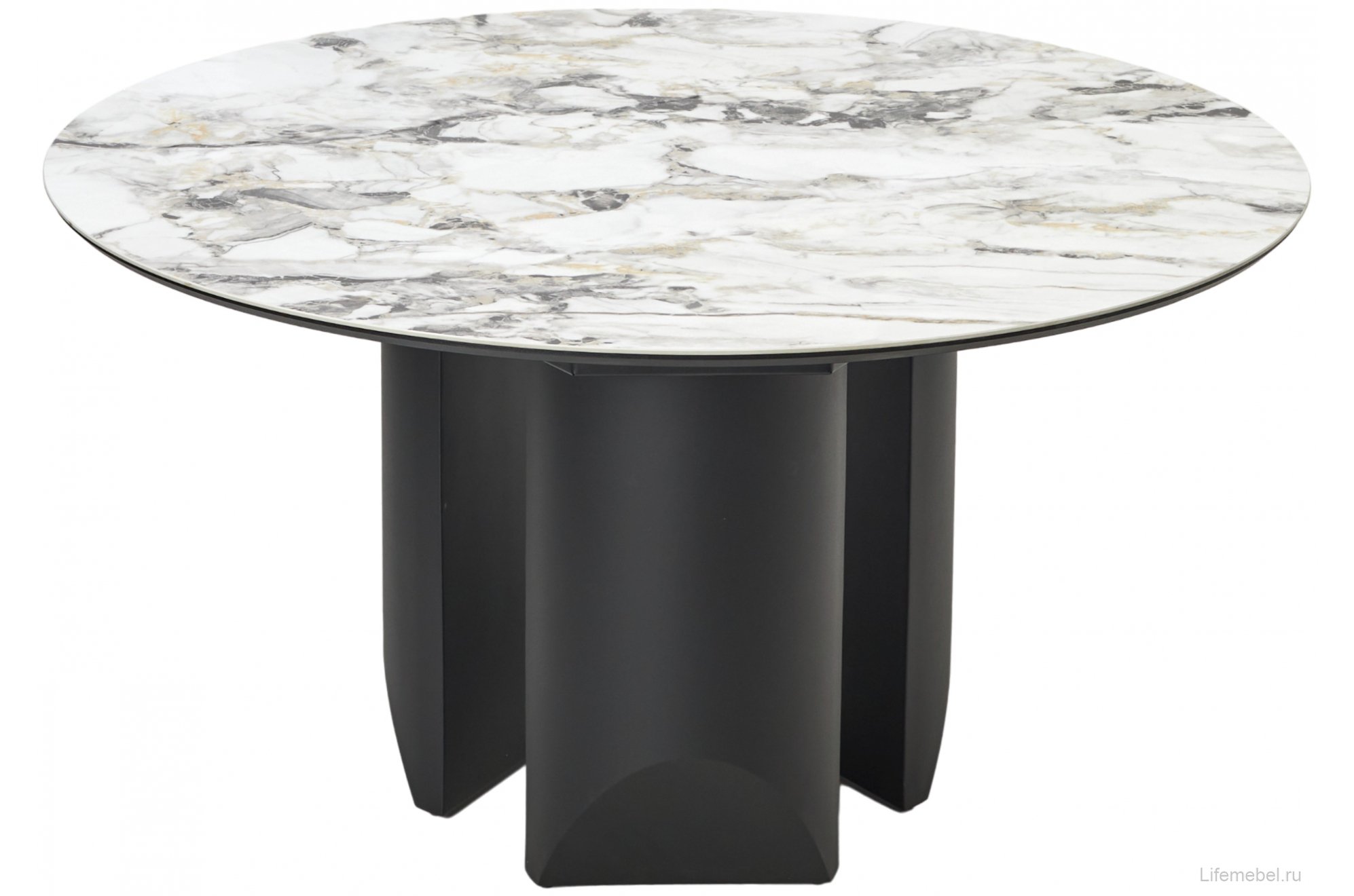 Керамический стол Колизей d140 arctic ocean белый мрамор керамика / черный