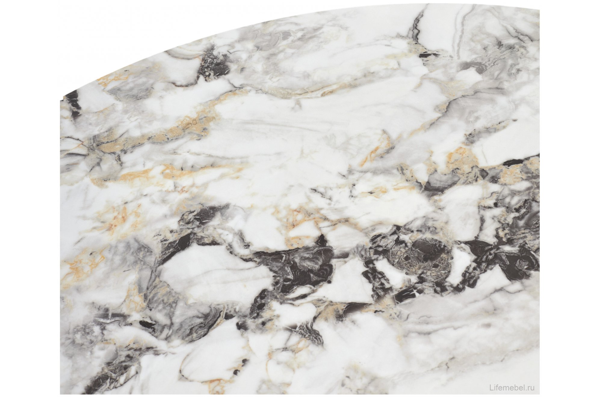 Керамический стол Колизей d140 arctic ocean белый мрамор керамика / черный
