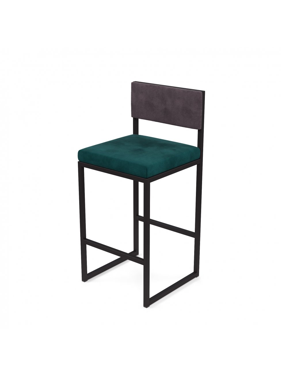 Барный стул Барнс-65 (400*400*650/900) velur azure/velur grey/черный