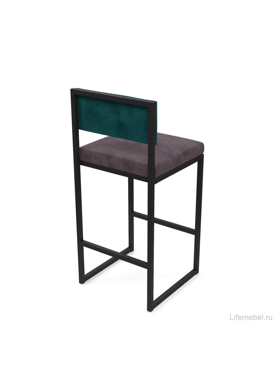 Барный стул Барнс-65 (400*400*650/900) velur grey/velur azure/черный