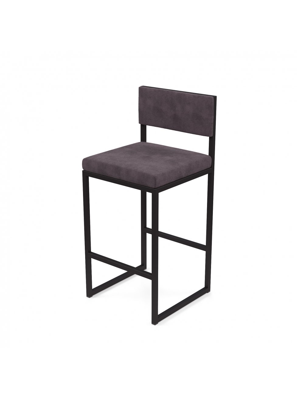 Барный стул Барнс-65 (400*400*650/900) velur grey/velur grey/черный