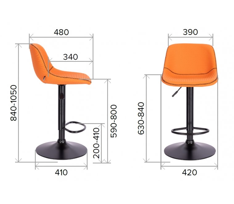 Барный стул Everprof Smile Black экокожа оранжевый Барный стул Everprof Smile Black экокожа оранжевый