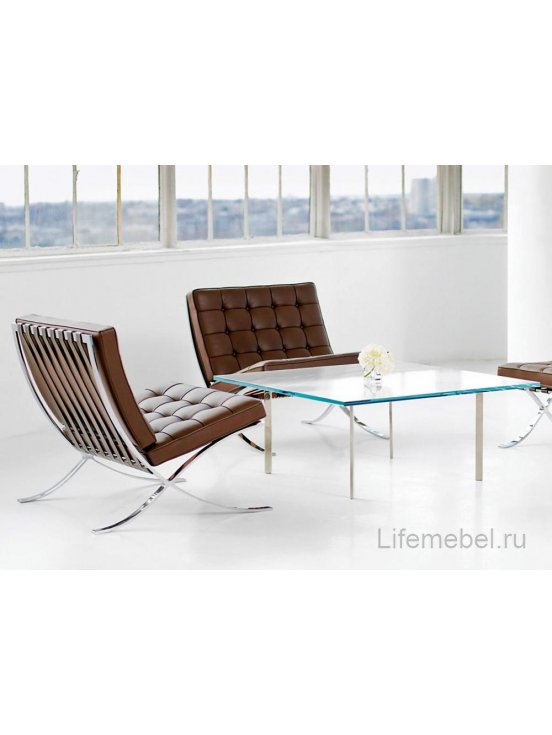 Кресло Barcelona chair коньячное