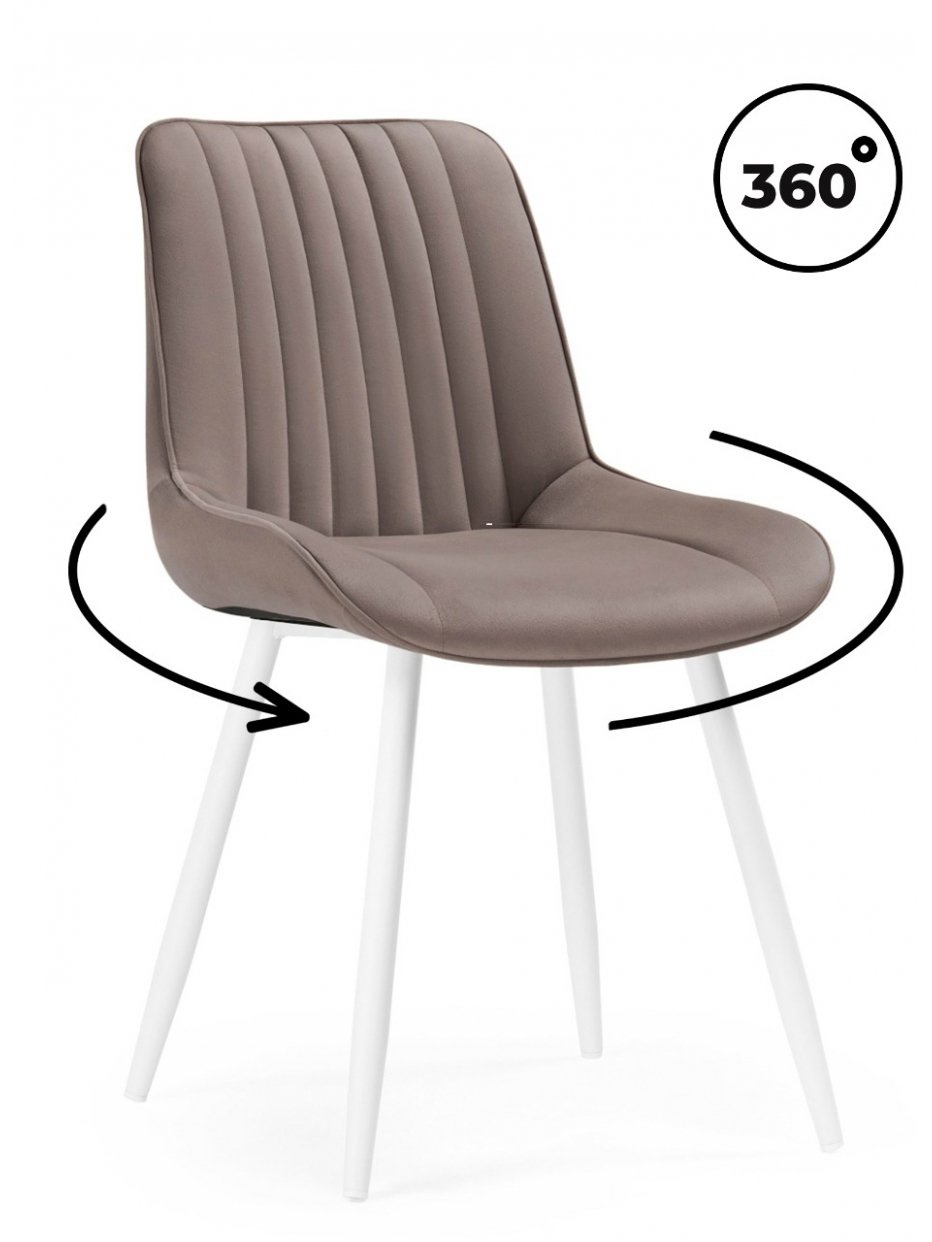 Стул на металлокаркасе Седа 360 К латте (velutto 08) / белый