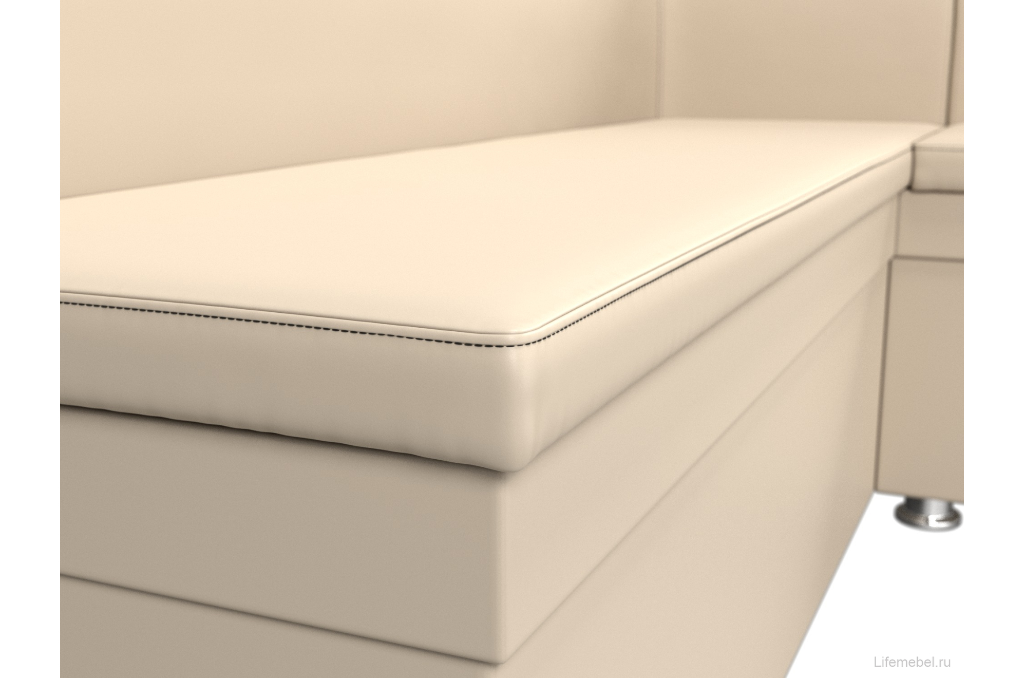 Кухонный диван Уют угловой экокожа бежевый правый