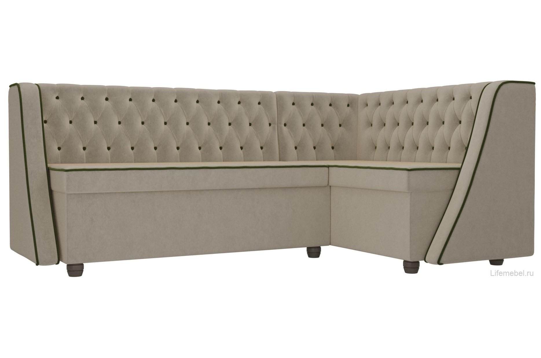 Кухонный диван Лофт правый микровельвет бежевый