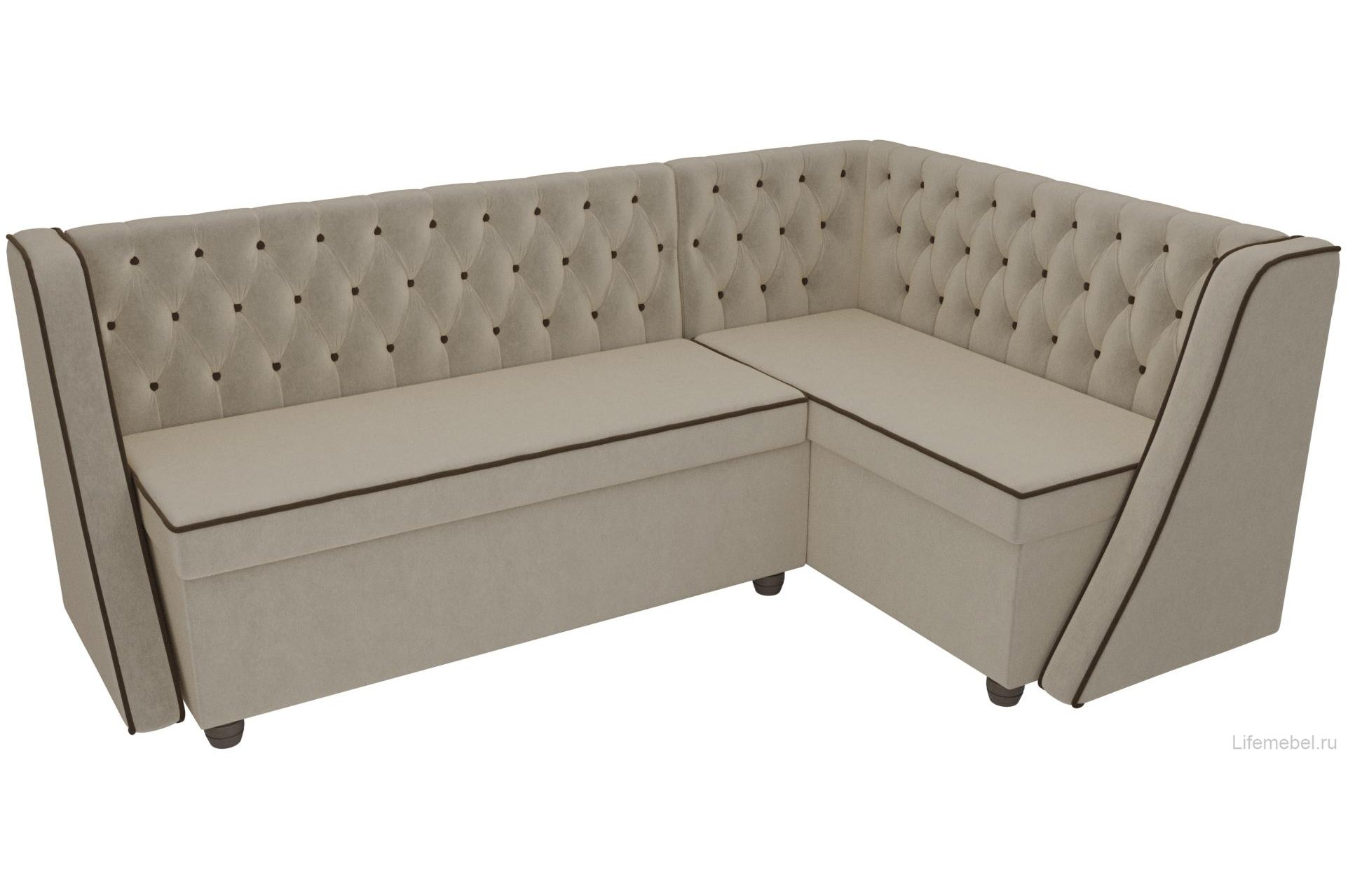 Кухонный диван Лофт правый микровельвет бежевый