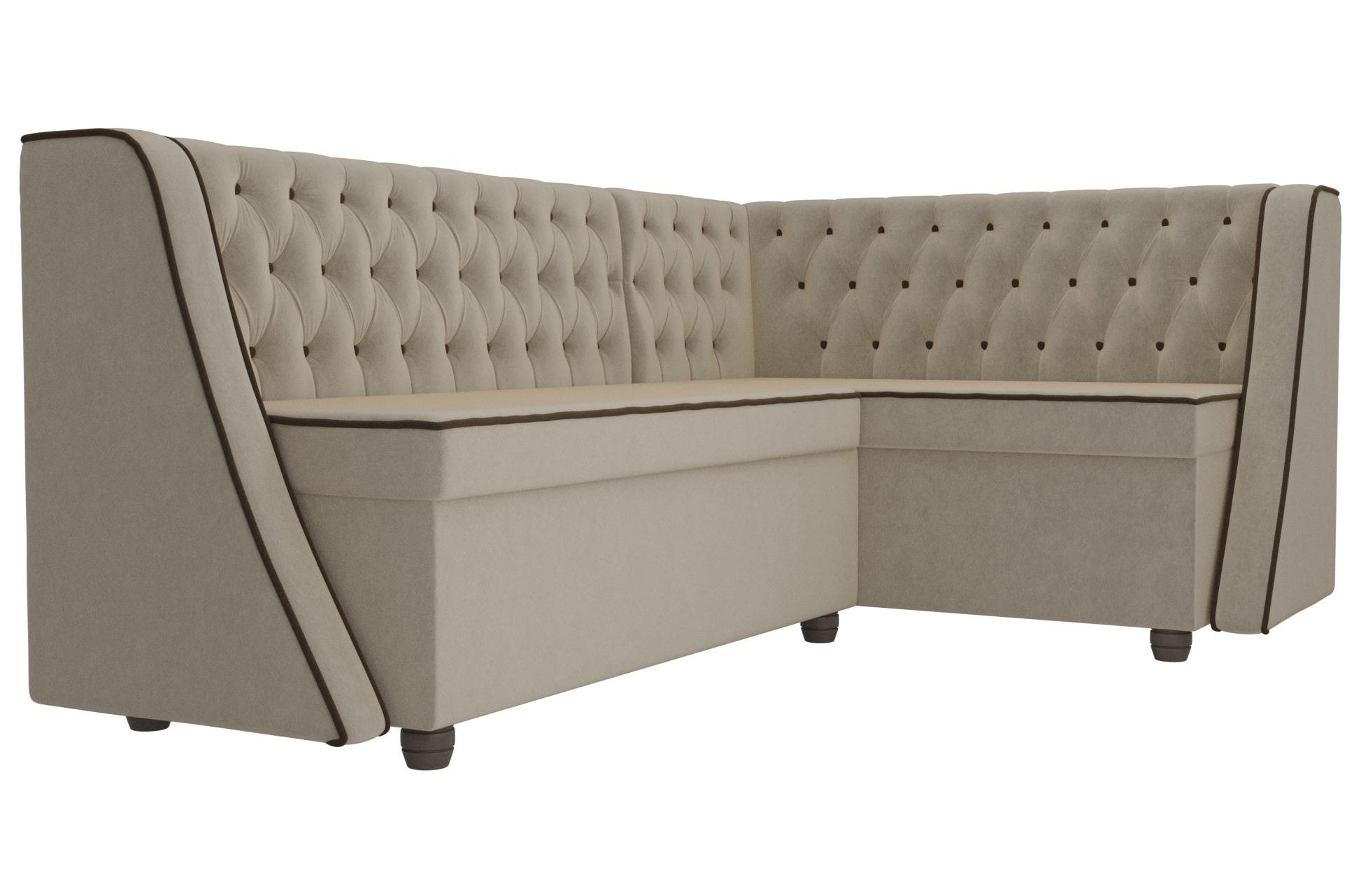 Кухонный диван Лофт правый микровельвет бежевый