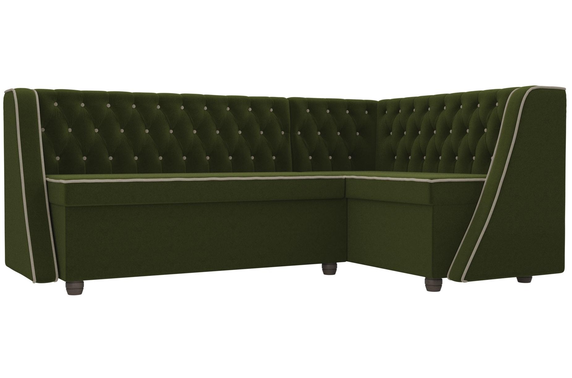 Кухонный диван Лофт правый микровельвет зеленый