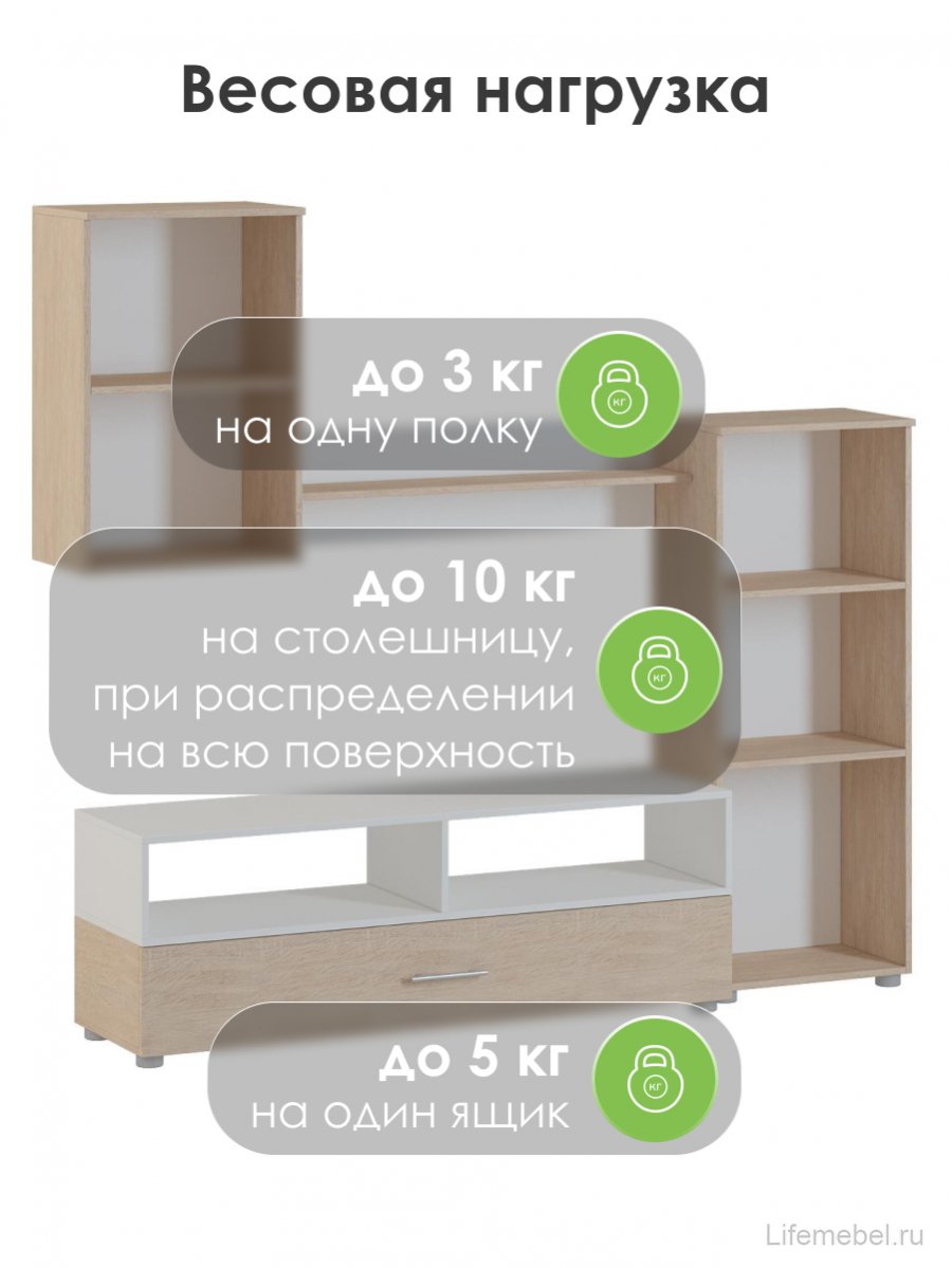 Готовая гостиная Алваро дуб сонома / белая