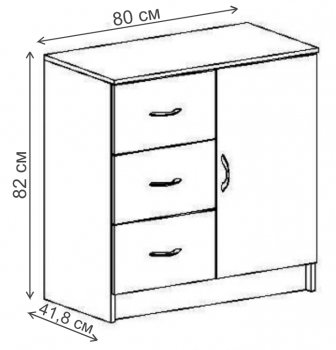 Комод Бася KM-553 с тремя ящиками и дверкой венге / дуб белфорд