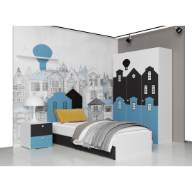 Комплект детской мебели Касама Комплектация 1 графит софт / голубой / белый