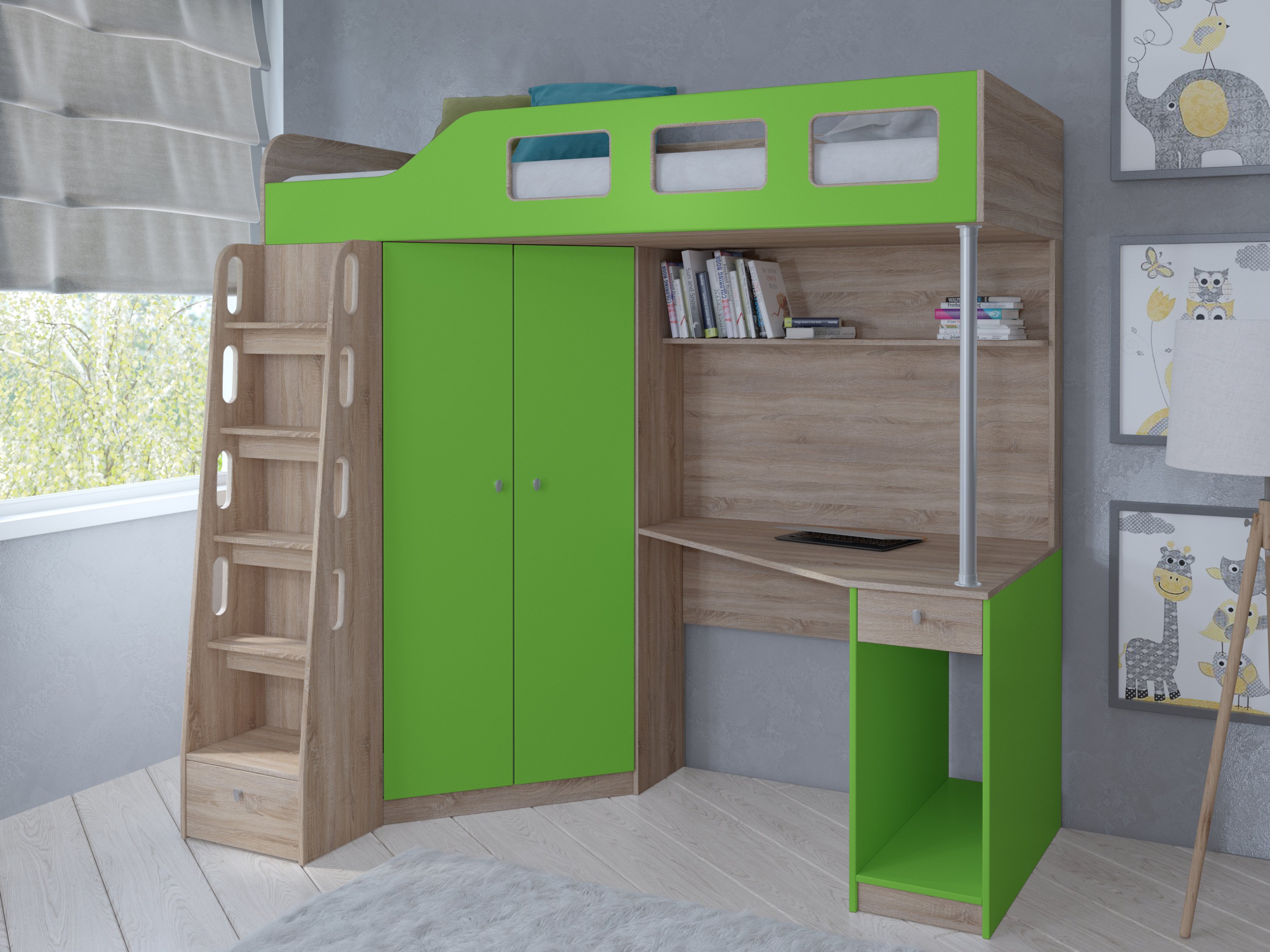 дуб сонома / салатовый