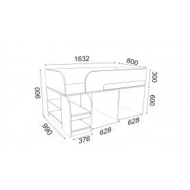 Кровать-чердак Астра 9/5 дуб молочный / орех