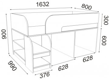Кровать-чердак Астра 9/8