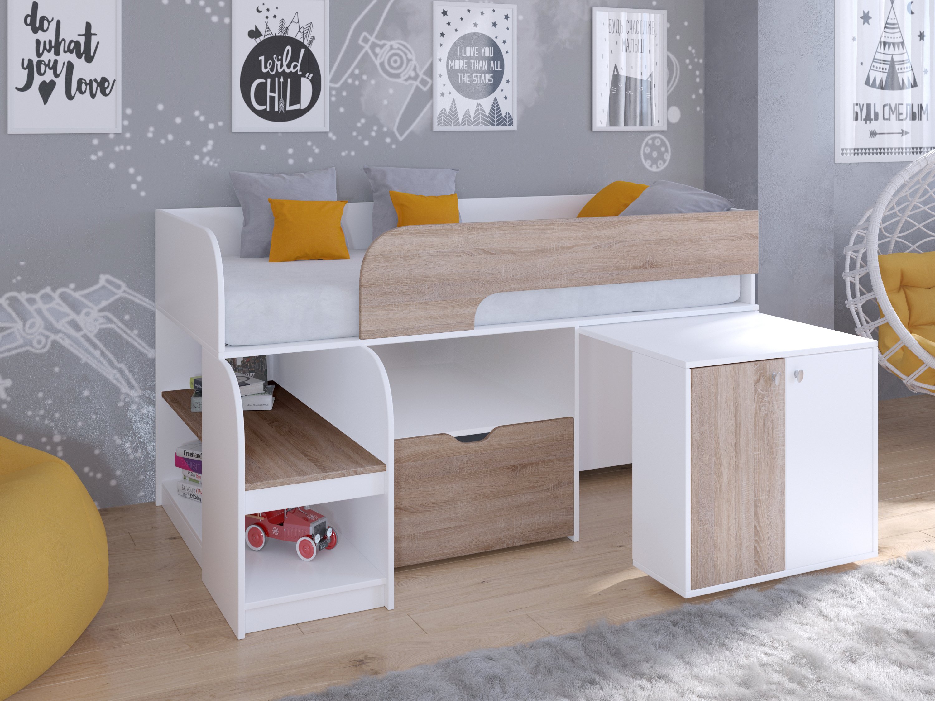 белый / дуб сонома