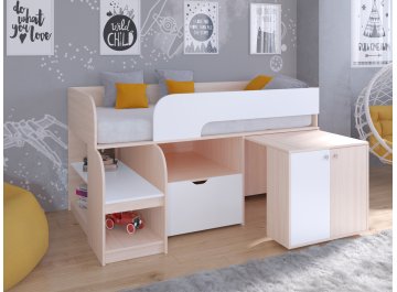 Кровать-чердак Астра 9/9 дуб молочный / белый