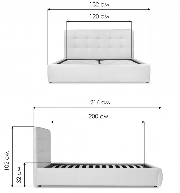 Полутораспальная кровать Афродита-2 120х200 с ПМ экокожа черная