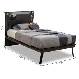 Полутораспальная кровать Line Dark Metal