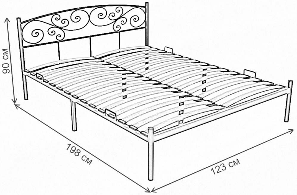 Полутораспальная кровать Роза 120х190 медный антик