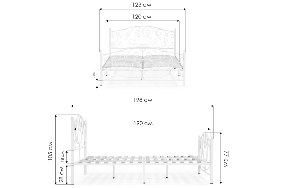Полутораспальная кровать Викси 120х190 черный глянец