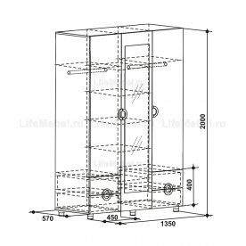 Шкаф трехстворчатый Маугли