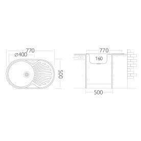 Мойка врезная Vivat 775016 0.6 1Ч1К левая