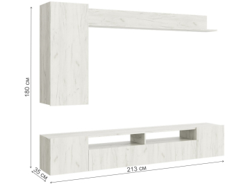 Готовая гостиная Бхих-16 дуб крафт белый / дуб крафт белый