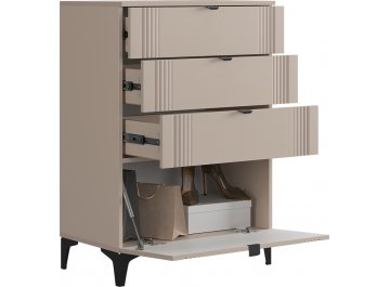 Мини-стенка Рич К1 1800х420х1800 мм кашемир / фрапучино матовый / черный