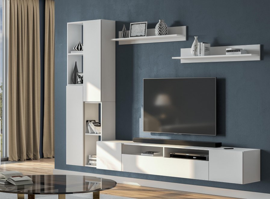 Модульная гостиная Валенсия комплектация 4 белый текстурный