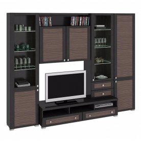 Стенка для гостиной Фиджи (комплектация 33) венге цаво / каналы дуба