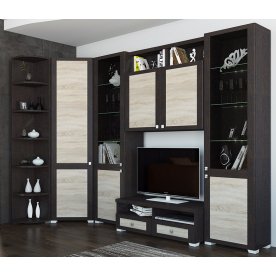 Стенка для гостиной Фиджи (комплектация 7) венге цаво / дуб сонома