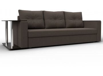 Диван-кровать Дельта-Прайм со столом слева прямой амур 05 коричневая / рогожка
