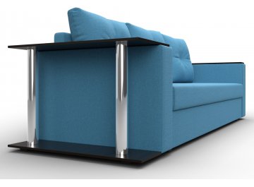 Диван-кровать Дельта-Прайм со столом слева прямой амур 10 голубая / рогожка