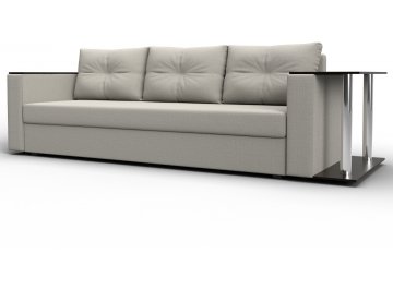 Диван-кровать Дельта-Прайм со столом справа прямой амур 02 бежевая / рогожка