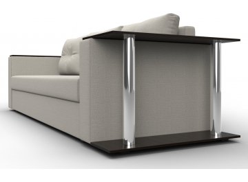 Диван-кровать Дельта-Прайм со столом справа прямой амур 02 бежевая / рогожка