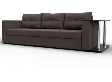 Диван-кровать Дельта-Прайм со столом справа прямой амур 05 коричневая / рогожка