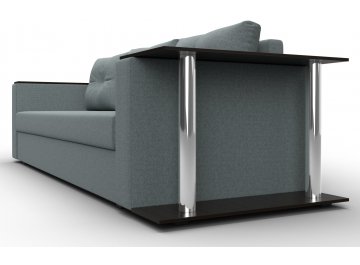 Диван-кровать Дельта-Прайм со столом справа прямой амур 07 серая / рогожка