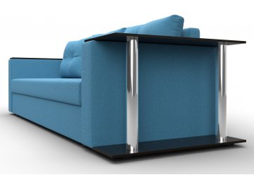 Диван-кровать Дельта-Прайм со столом справа прямой амур 10 голубая / рогожка