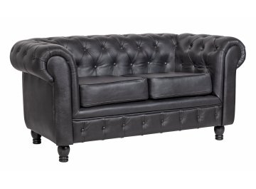 Диван из черной кожи Chesterfield Black Leather 2S