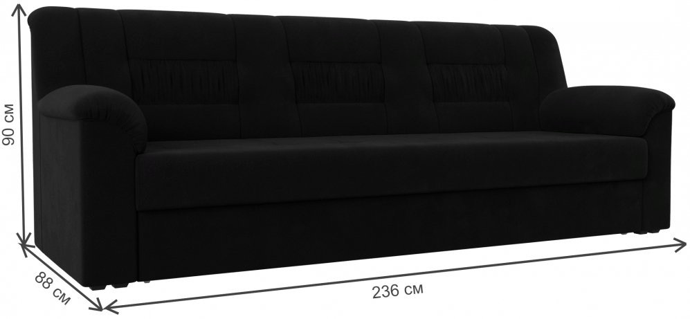 Диван Карелия черный микровельвет