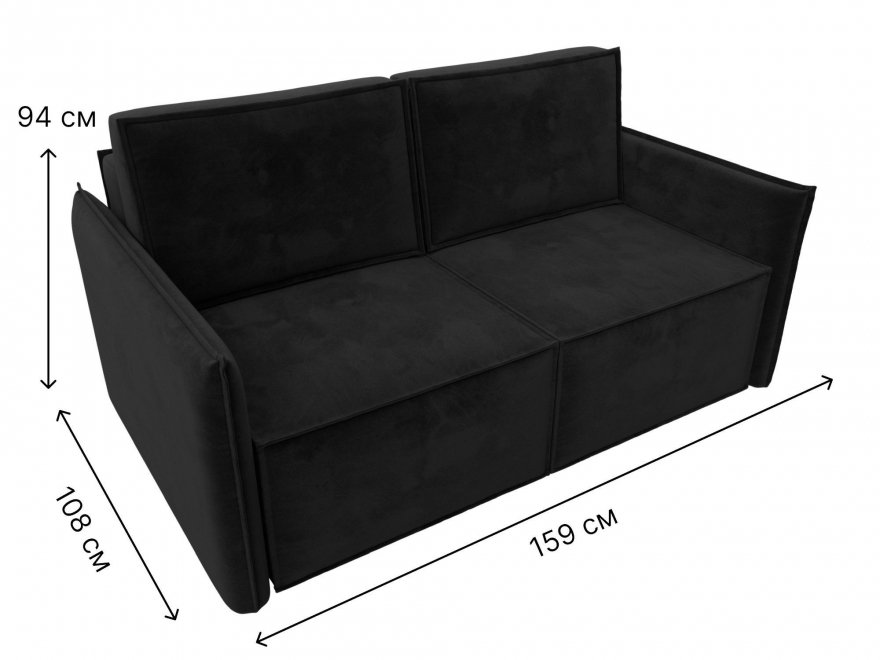 Диван Либерти велюр черный