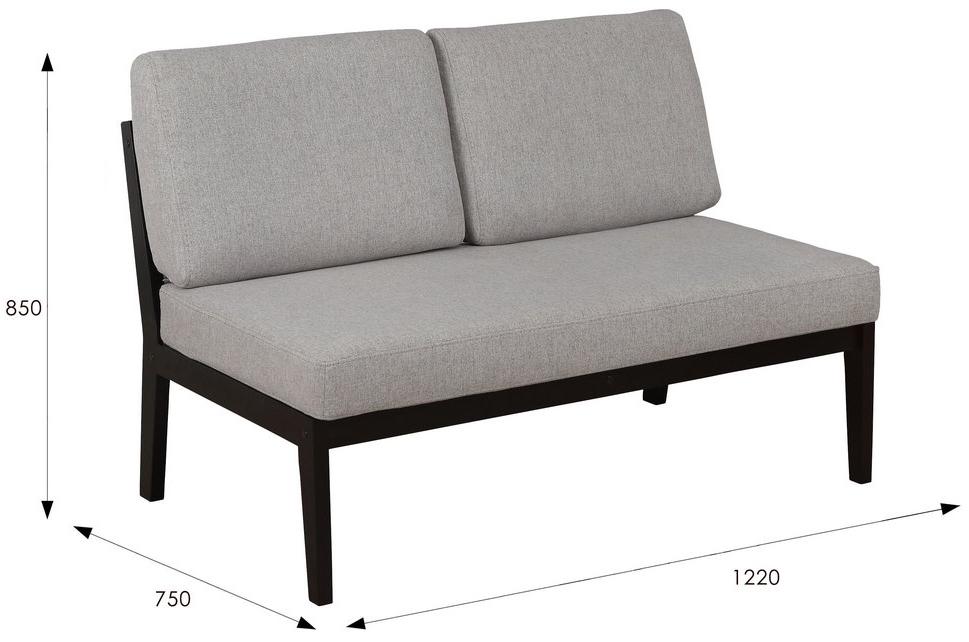 Диван Массив мягкая ткань серый / каркас венге